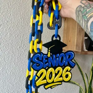 3D Printed 2026 Senior Graduation Chain 3 Color Customizable Lightweight Durable Accessory for Grad Photos and Keepsakes