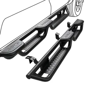 OEDRO Wheel to Wheel Running Boards Compatible with Toyota Tacoma Double 2024 2025 6 Inch Bed Access Side Steps with Two Stairs Nerf Bar