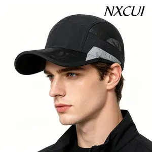NXCUI Breathable Mesh Running Cap for Men Women, Quick Dry Reflective Sports Hat, Adjustable Lightweight Baseball Cap