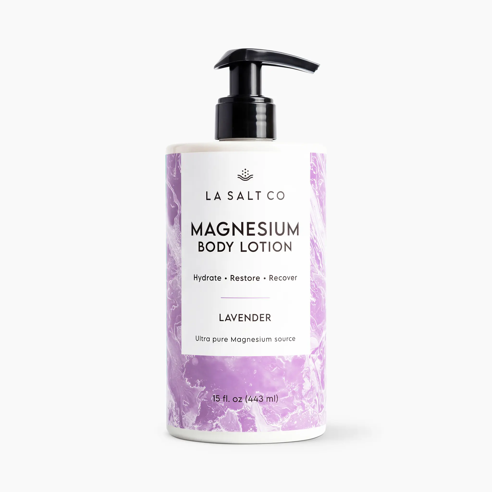 LA SALT CO Magnesium Body Lotion with Hyaluronic Acid & Shea Butter for Daily Relaxation & Recovery, Lightweight Luxury Body Care, 15 oz, Moisture, Relaxing, Silky