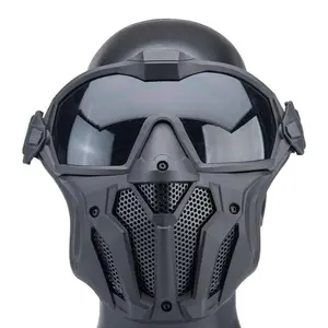 Full Face Mask with Anti-Fog Goggles Universal Breathable Design TPU Steel Mesh Nylon Black One Size Fits All