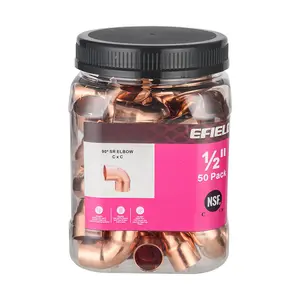 Pro 50 Pack 1/2" 90º Short Radius Copper Elbow