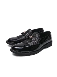 Men Loafers PU Splicing Tassel Decoration Fashion Business Banquet Men Shoes Size