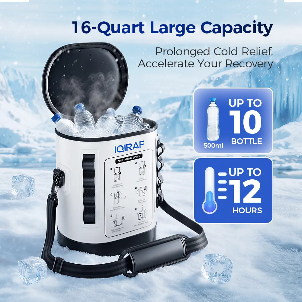 Plastic Cold Therapy Machine - Post Surgery Ice Recovery System for Knee Pain Relief, Adjustable Flow, Quiet Circulation, Built-In Timer