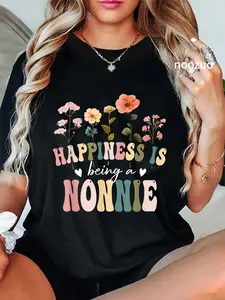 100% Cotton Happiness is Being a Nonnie Floral Nonnie Mother's Day T-Shirt