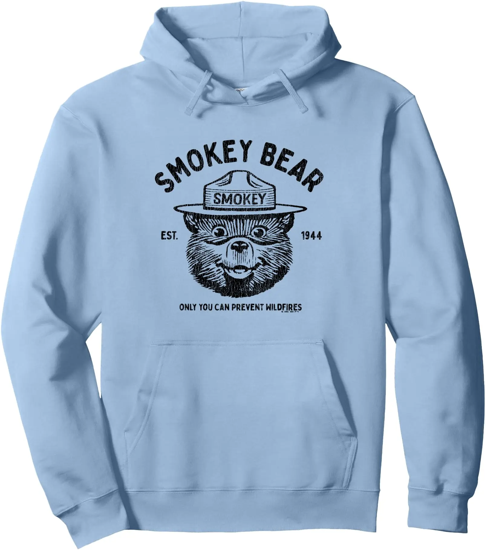 Vintage Smokey Bear Logo Only You Officially Licensed Pullover Hoodie Classic Cotton