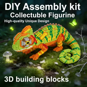 Rainforest Chameleon 3D Puzzle Building Blocks Decoration, Home Office Shelf Decor, Party Tabletop Display, Ideal Gift for Holidays