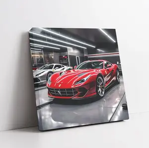 Ferrari 812 Superfast Red In Garage Car Poster Bedroom Posters Framed Canvas Automobile Wall Art