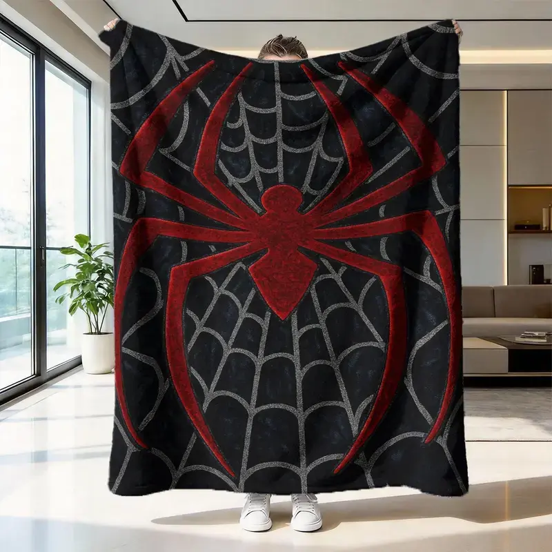 Soft Funny Throw Blanket Spider Web Pattern Flannel Blanket, Soft and Skin-Friendly, Warm Sofa Bedroom Nap Mat, Warm Napping Blanket, Multi-Scene Use, Cozy and Comfortable, Cozy Throw Blanket, Soft Comfy Blanket