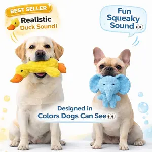 JeeciJimmy Dog Toys Interactive Squeaky Chew Toys Plush Duck & Elephant Soft Safe Pet Toy with Realistic Duck Sound, Crinkle Ears & Squeaky, Ideal Dog Toys for Small, Medium, Chewers and Fetch Lovers, Puppy Teething Chewing Interactive to Keep Them Busy