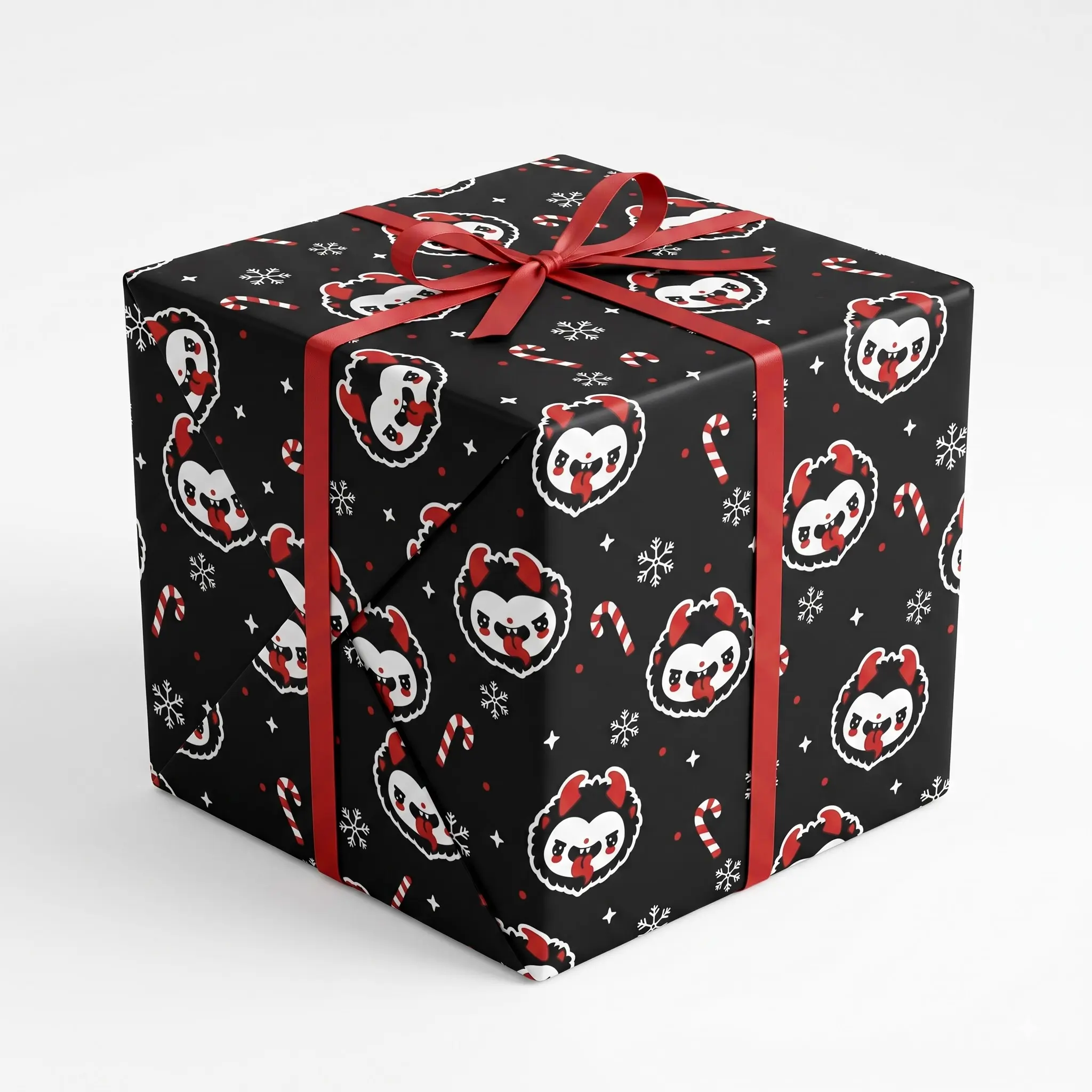 Krampus Wrapping Paper Roll Gothic Christmas Candy Cane Creepmas Dark Holiday Gift Wrap