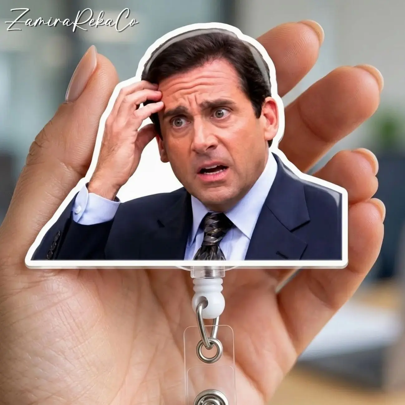 Michael Scott Badge Reel – The Office Retractable ID Holder for Nurses & Office Staff