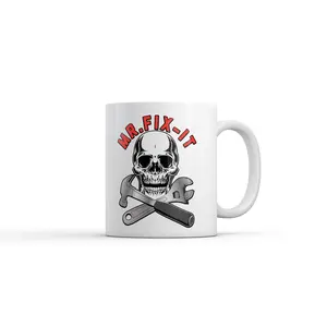 Mr Fix It Mug Funny Sarcastic Mechanic Graphic Novelty Coffee Cup - 11oz Funny Coffee Mugs Ceramic Printed Drinkware Cup