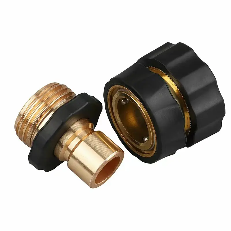 6pcs Reusable 3/4 in Brass Male-Female Quick Connect Set, Tool-Free Quick Plug Metal Garden Water Connectors, Corrosion-Resistant Leak-Proof for Garden Irrigation, Car Washing