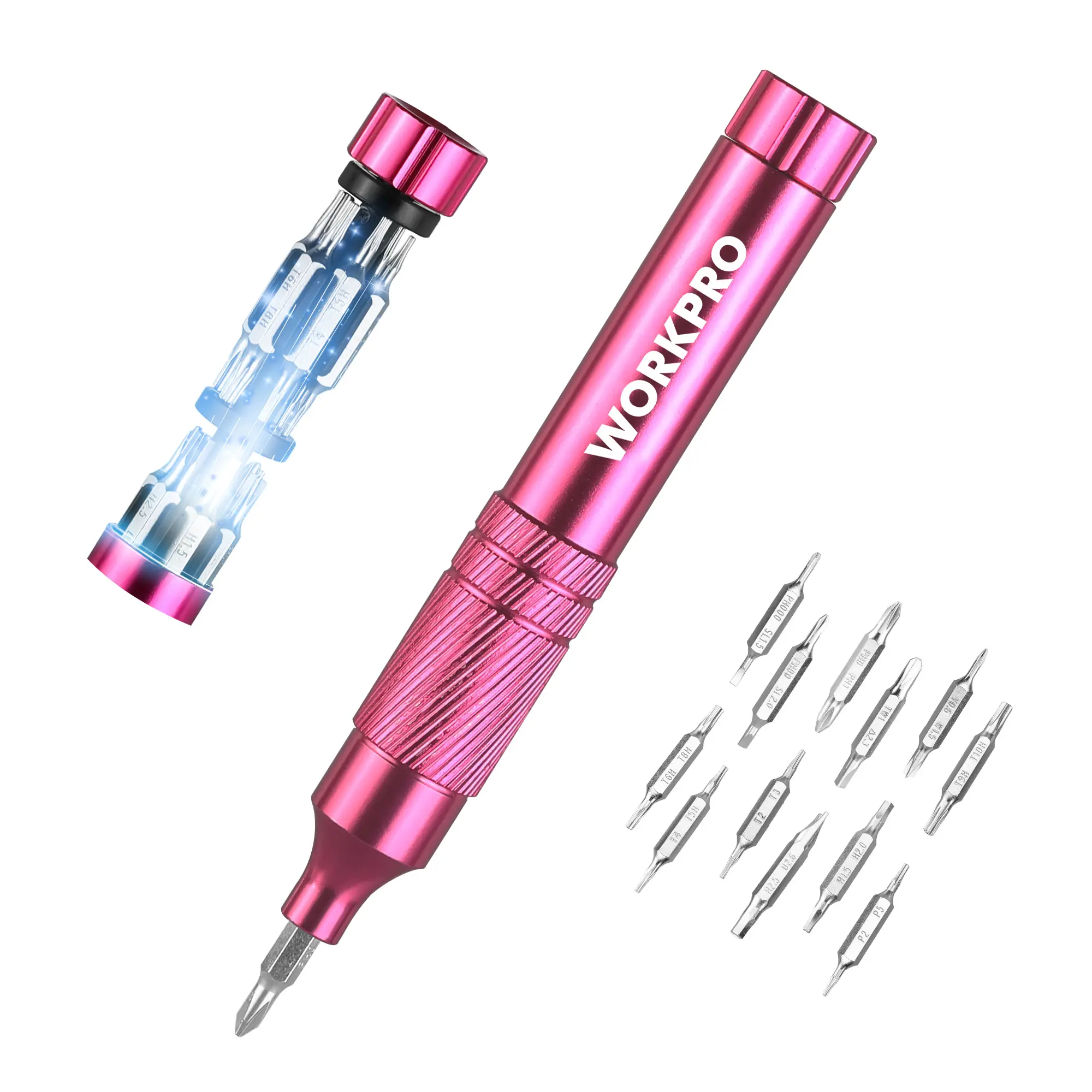 #summersale WORKPRO 24-in-1 Precision Screwdriver Sets, Pen Style Manual Screwdriver, 24 counts Tough S2 Steel Small Screwdriver Bits, Ideal for Eyeglass, Watch, Laptop, Phone, Jewelry and Electronic, Pink