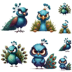 8 Cartoon Peacock Pattern Colorful Heat Transfer Stickers, 4 Large & 4 Small, DIY Clothing Decorations, Suitable for T-Shirts, Hoodies, Bags