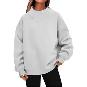 Women's Mock Neck Sweatshirts,Long Sleeve Pullover Casual Cozy Warm Plain Tops,2025 Spring Fall Oversized Clothing