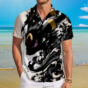 Hawaiian Shirt for Men, Eevee Lovers Hawaiian Shirt Cool Summer Anime Vibes for Men & Fans, Men's Collared Clothes for Beach Vacation, #menwear #shortsleeve #hawaiianshirt