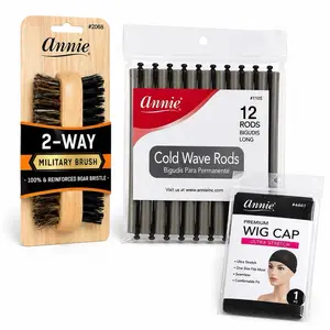 Annie Hair Styling Kit – 2-Way Wave Brush, 12 Cold Wave Rods, Wig Cap Set for Curls, Waves, & Hair Care Essentials, 360 Waves Maintenance, Natural Styling Routine Self-Cleaning tiktokshopspringglowup