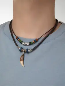 Vintage Beaded Decor Pendant Necklace, Boho Style Adjustable Jewelry Gift for Women & Men, Casual Jewelry for Party, Daily Clothing Decor, Adjustable Beaded Design, Dangling Charms Necklace, Daily Wear Necklace, Beaded Choker