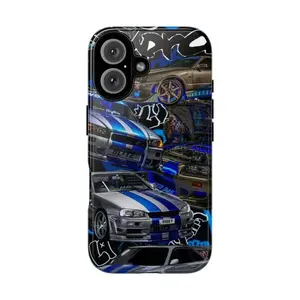 JDM & Graffiti iPhone Case Collection – Nissan Skyline GTR R34, Street Racing & Aesthetic Themed Phone Case Premium Matte Texture, Protection, Shockproof,  Anti-Fingerprint For IPhone 17-12, Pro Max, Pro Plus, and Samsung S25-22 Protection Safety