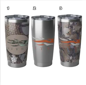 SITKA logo Camo Collection Stainless Steel Tumbler with Spill-resistant Sliding Lid Bottles, Mug, Camouflage 20 oz Travel Cup , Hold Cup