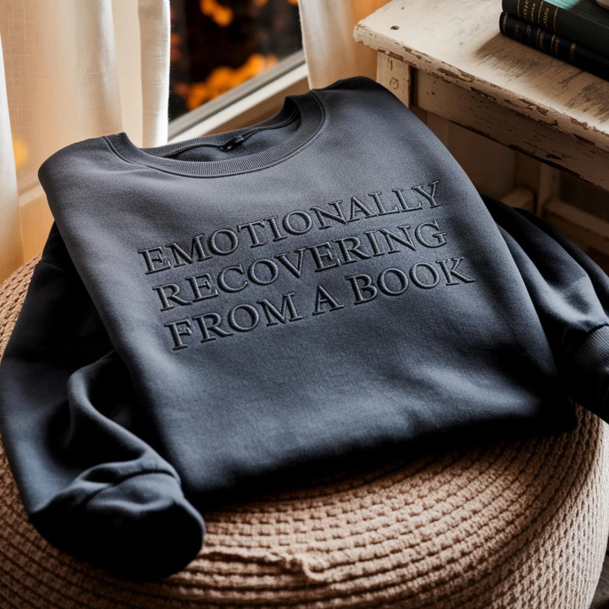 Embroidered Emotionally Recovering From a Book Sweatshirt T-Shirt Hoodie, Funny Book Lover Crewneck, Reading Quote Gift for Bookworm Women