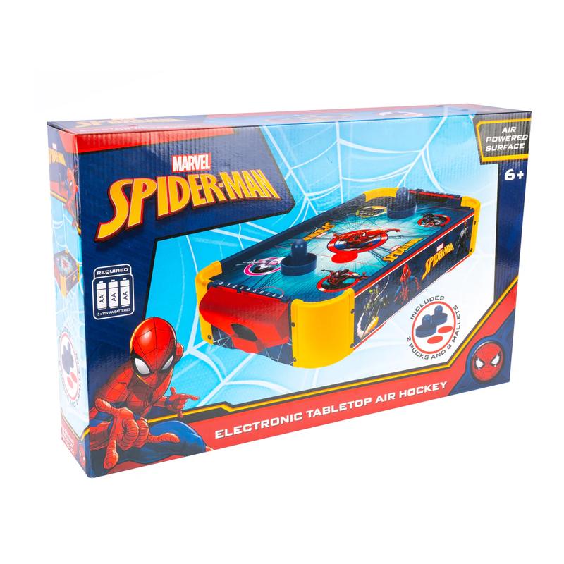 Marvel Wooden Electronic Air Hockey Table: Spider-Man | Spidey and His Amazing Friends | Avengers | Transformers, Ages 4+, Officially Licensed