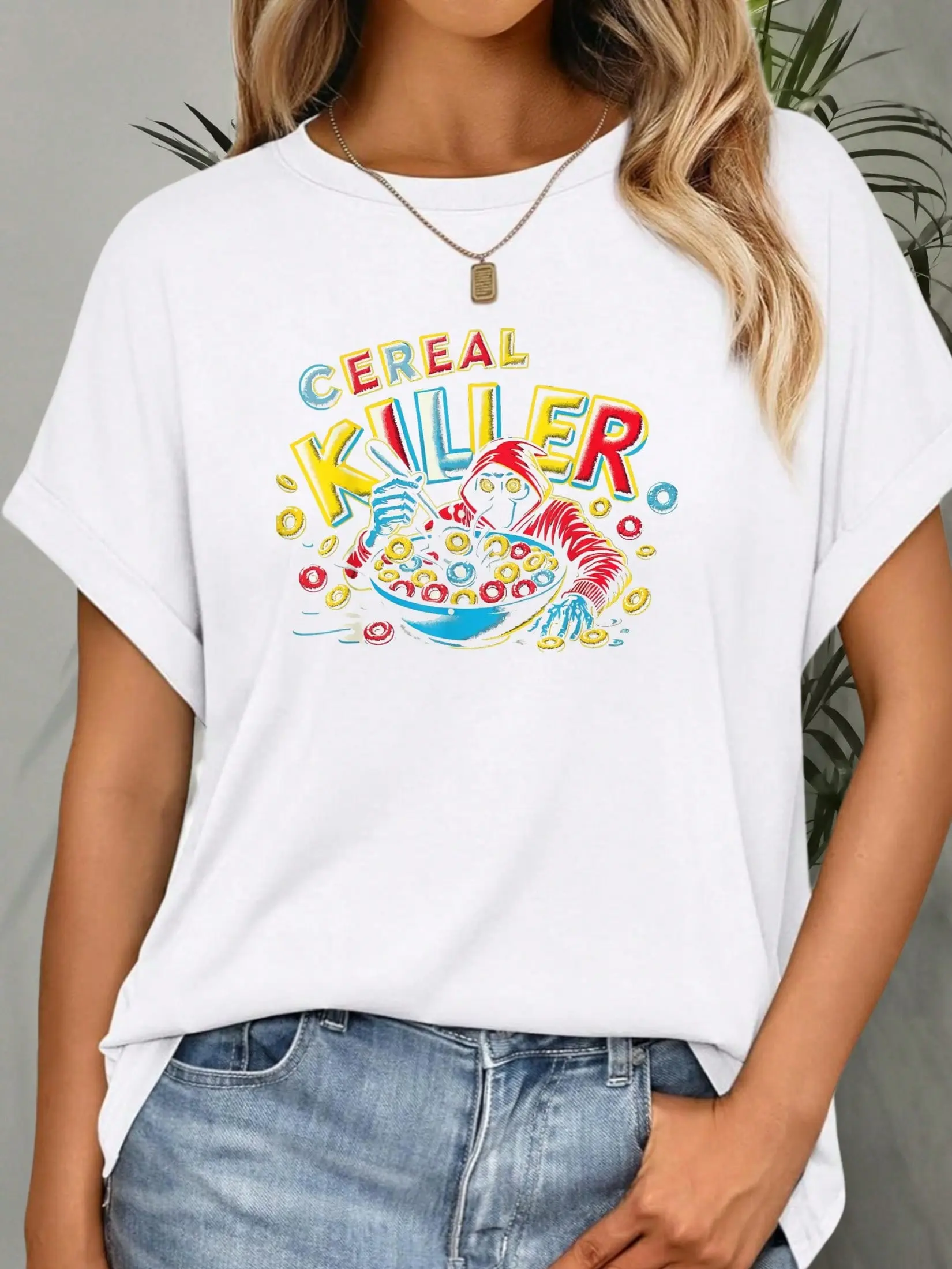 100% pure cotton Funny Cereal Killer Halloween Trick Or Treat Costume Tee T-Shirt printed t-shirts for women
