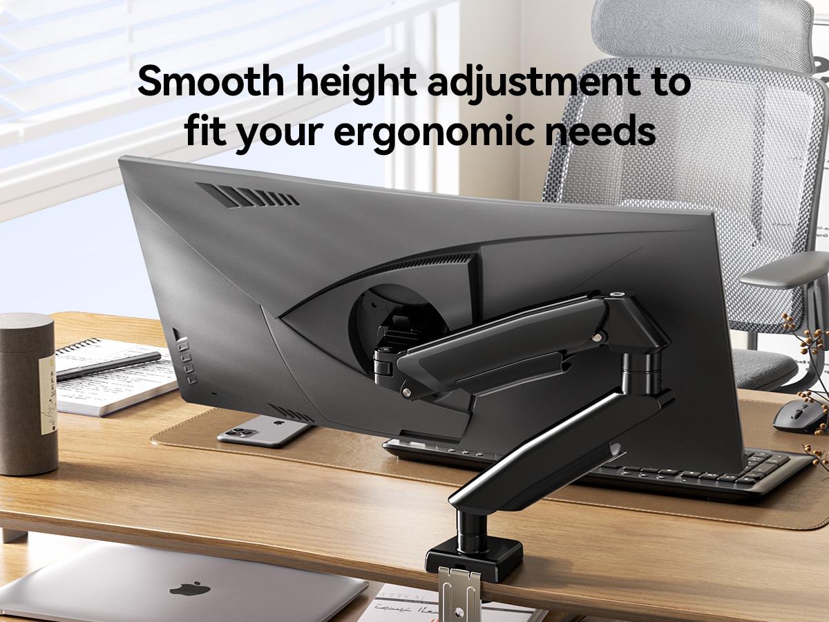 Monitor Stand for Desk, Adjustable Height Computer Monitor Riser, Aluminum Desktop Stand for Laptop, PC, iMac, Ergonomic Screen Stand, Space Saving