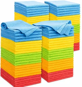 Microfiber Cleaning Cloth, 100 Pack Cleaning Rags Microfiber Towel Bulk Absorbent Lint-Free Wash Cloths, All-Purpose Shop Towels for Cars, Automotive, Garage, Home & Kitchen 11.5"*11.5"