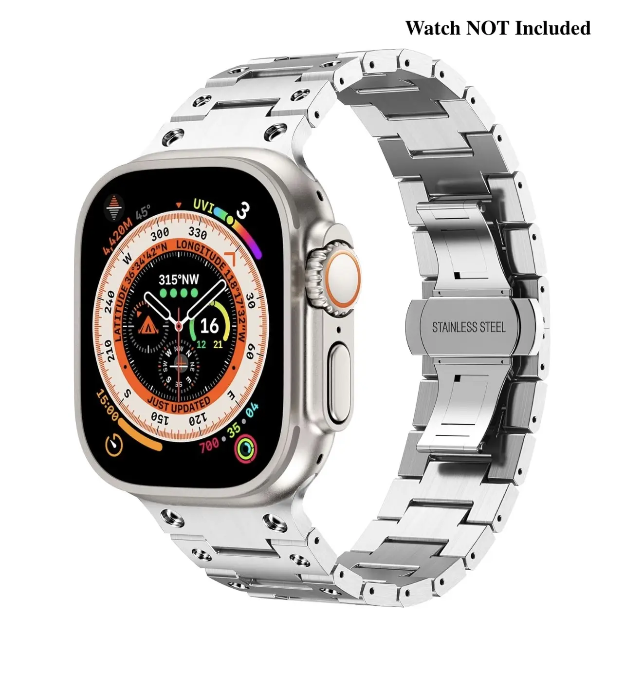 Titanium Stainless Steel Watch Band with Butterfly Buckle, Link Closure & Multi-Size Options, Compatible with Apple Watch Series 11/10/9/8/7/SE2/6/5/4 & Ultra 1-3, Wearable Accessory for Men (Ideal for Father’s Day Gifts, Not Included), Accessories, St