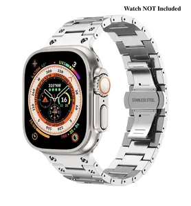 Stainless band Compatible with Apple Watch All Series 9 8 7 SE2 6 5 4 3 2 1 Ultra/Ultra2 Metal,  Band Stainless Steel for iWatch for Men Women,Wearable Accessories,Birthday, Mother/Father's Day, WatchStrap/Band(Watch NOT included) Titanium