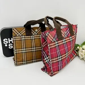 Pre-owned BURBERRY As Shown Shoulder Bags Plaid Check Canvas Handbag Lot of 2 Mini Tote bb8809nh