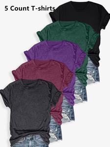 women's solid round neck tee, casual short sleeve crew neck t-shirt for summer, basic tees, t shirts for women, ladies tops for daily wear, lady clothing, summer tops, crewneck womenswear, tshirt, women's tops