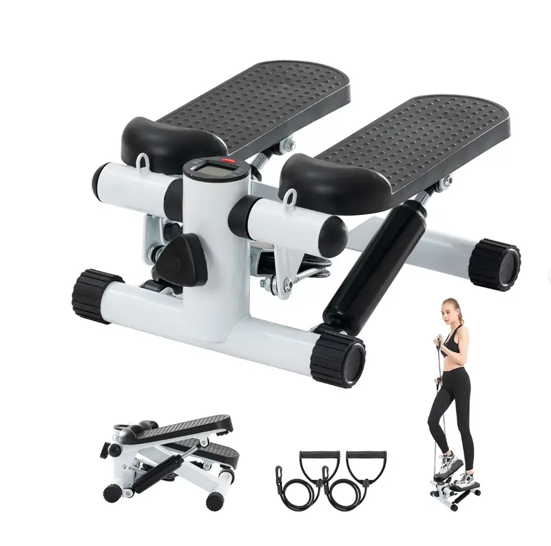 Genuine Trending Stepper For Exercise, Space-Saving Stair Stepper with Resistance Bands,Hydraulic Fitness Stair Stepper w/ LCD Monitor, Mini Stepper for Home And Office Use with 300LB Loading Capacity, Best Exercise Machine for Full Body Workout