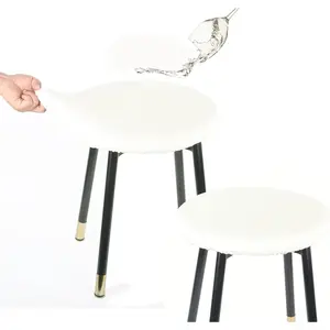 Round Stool Covers, Stretch Waterproof 15"-20" Bar Stool Seat Cover Round Chair Covers White 2 Pack