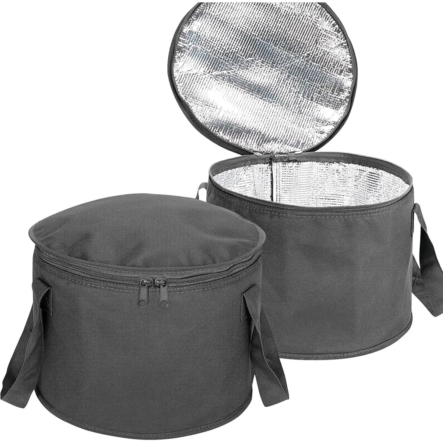 2 Pack Round Casserole Carrier Insulated Bags, Pie Tray, Insulated For Cold, 12.5 In Pie Carriers For Transport (Black)