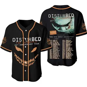 Disturbed Band Baseball Jersey The Sickness 25th Anniversary Tour Baseball Jersey Disturbed Merch Rock Music Baseball Jersey Gift For Fans Men Women
