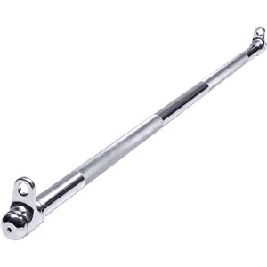 48" Straight Ez Curl Lat Pull Down Bar with Revolving Double Hook for Dual Pulley  Machines, Functional Trainer Multi-Purpose Attachment