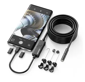 1920P HD 9.84FT Endoscope Camera with Light, Borescope with 8 Adjustable LED Lights, USB Type C, Inspection Camera with Semi-Rigid Snake Cable for Android and Ios Smartphones, Iphone, Ipad. KEEMIKA