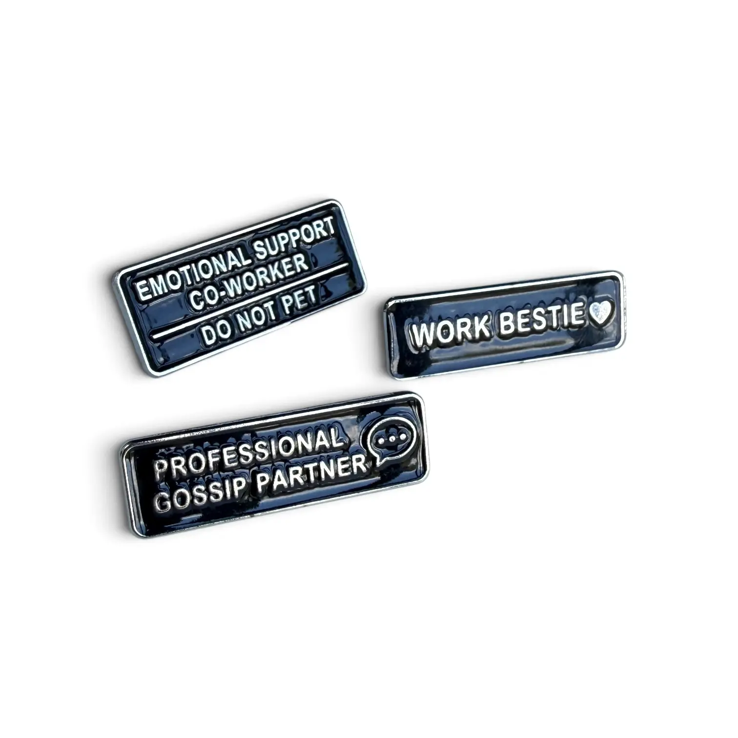Funny Work Enamel Pin Bundle - Work Bestie, Emotional Support Coworker & Professional Gossip Partner - Office Humor Workplace Badge Brooch Lapel Pin Set, Coworker Gift, Fashion Accessory for Lanyard, Jacket,
