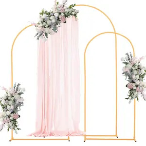 VEVOR Gold Metal Frame Arch Backdrop Stand Wing Set, 3 Sizes (7.2/6.6/6 ft), Corrosion-Proof Stable Structure, Easy Assembly, Indoor/Outdoor Wedding Decoration, Ceremonies Decor Tool Kit
