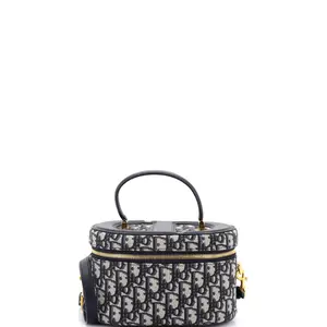 Pre-owned Dior Canvas Plain Toiletry Bags Christian CD Signature Vanity Case Oblique Canvas Small by Rebag