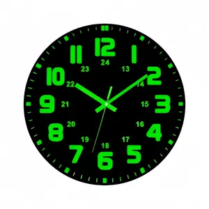 Night Light Silent Wall Clock, Home Decor, Base Letter Fluorescent Design, Ideal for Dark Environments, Perfect Gift, Quartz Movement