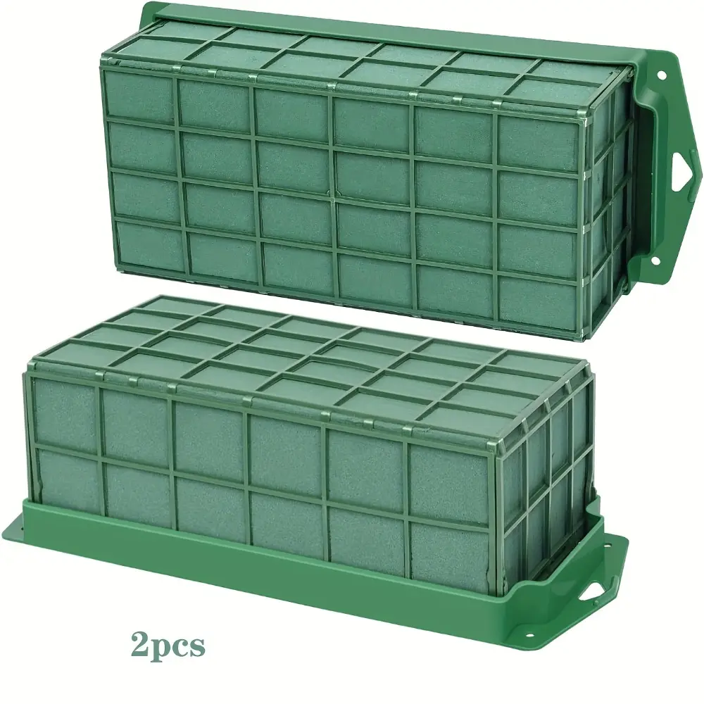 [Flower clay foam brick] 2Pcs green flower clay foam brick is used for flower arrangement, Diy Flower Decor, DIY flower clay block with cage, wet and foamed, Craft