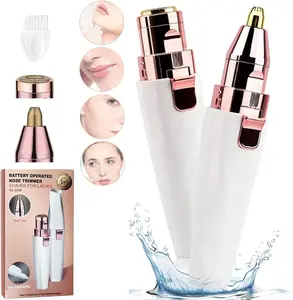 Facial Hair Remover for Women,Nose Hair Trimmer Rechargeable 2-1 Eyebrow Razor Portable Electric Shaver Painless Hair Remover Device for Face Nose Peach Fuzz Body Beard Lips Chin Female Hair Removal