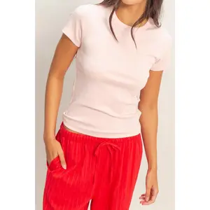 crew neck short sleeve top