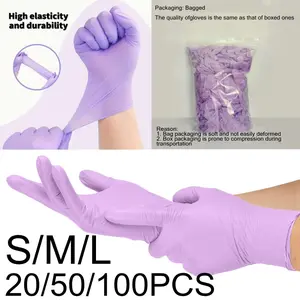 20/50/100pcs Plum Nitrile Gloves, Powder-Free, Disposable, Durable Cleaning Gloves, Ideal for Cleaning, Dishwashing, Painting, Pet Hotel Cleanup, Outdoor Use