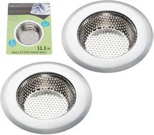 2PCS Kitchen Sink Strainer - Stainless Steel, Large Wide Rim 4.5" Diameter